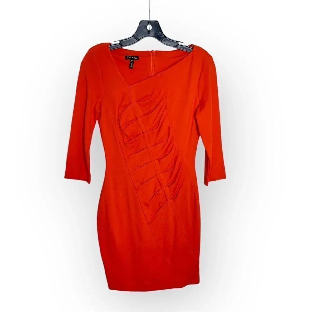 Escada Dress Long Sleeves Orange/Red Size 34 (2/xs)